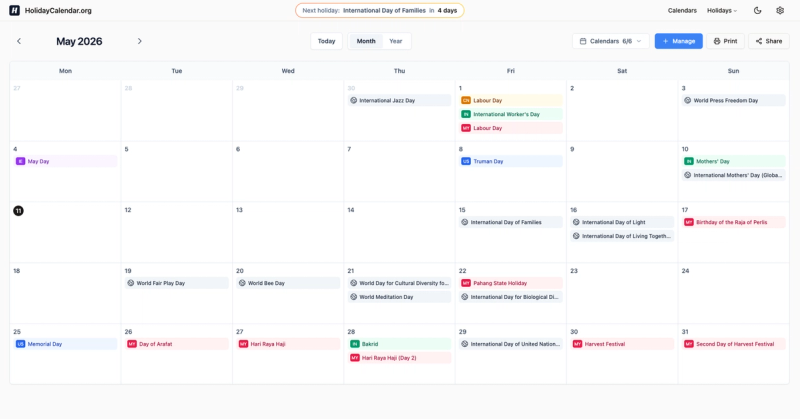 image of HolidayCalendar