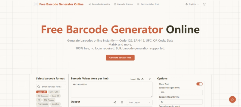 image of Free Barcode Generator Online