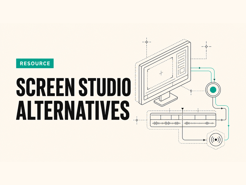 Screen Studio Alternatives (Screen Recording & Streaming Software) technical wireframe cover illustration