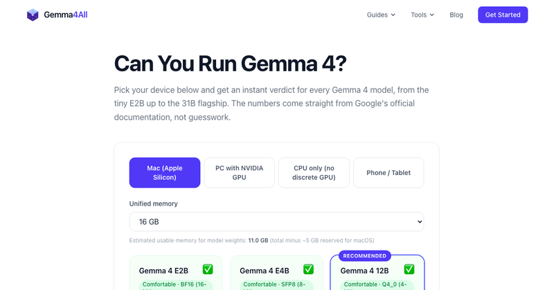 image of Gemma4All Hardware Checker image of Gemma4All Hardware Checker