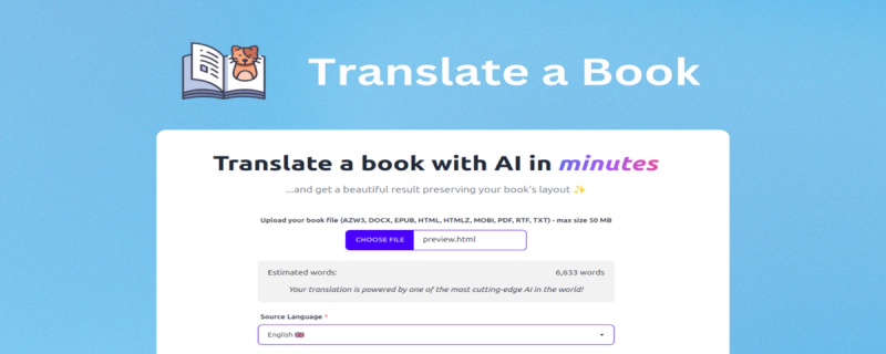 image of Translate a Book with AI