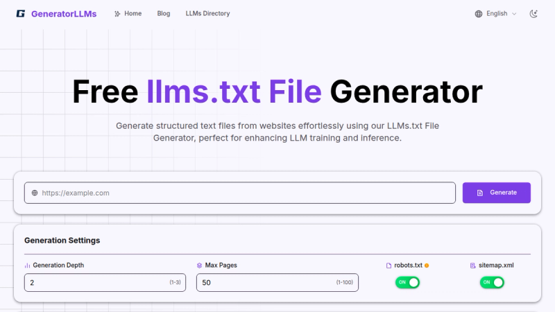 image of Free LLMs.txt File Generator