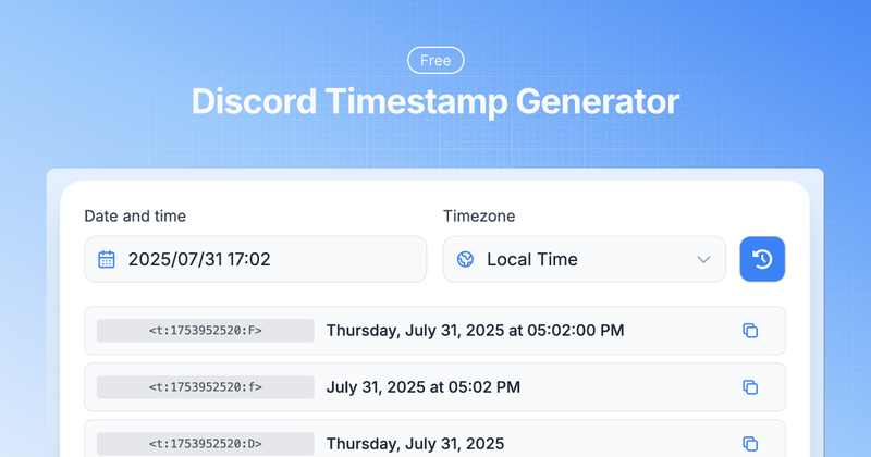 image of Discord Timestamp Generator