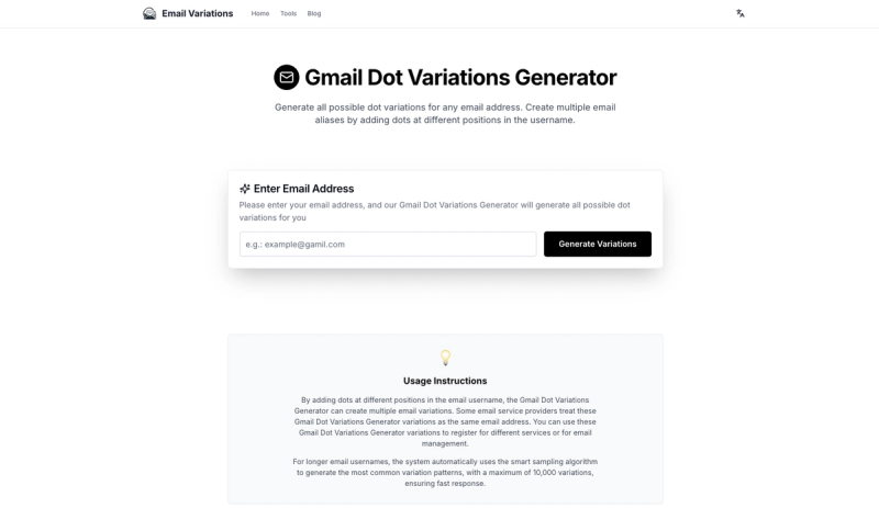 image of Gmail Dot Variations Generator