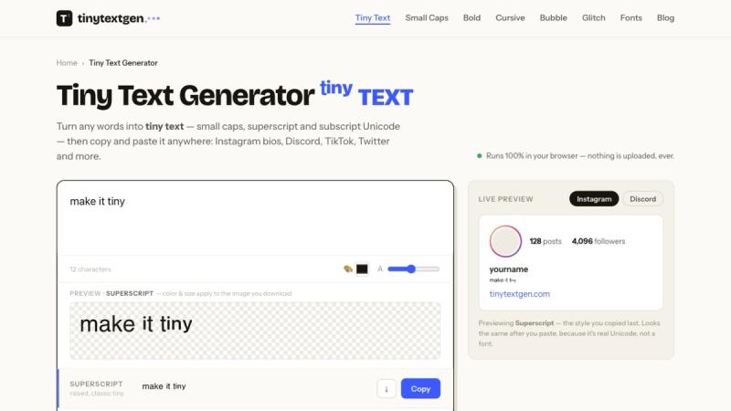 image of Tiny Text Generator