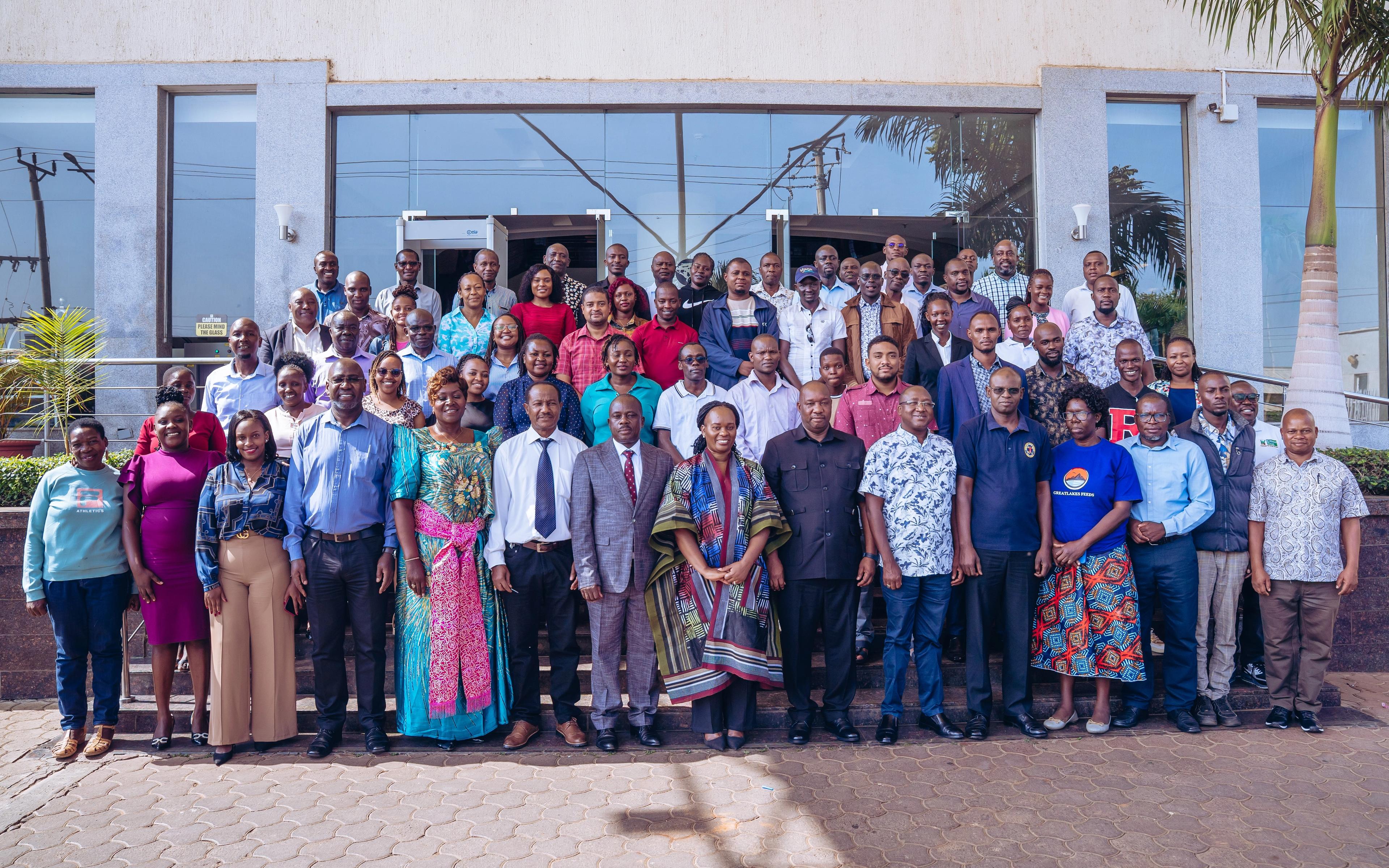 Stakeholders pose for a group photo during the National Fisheries Stakeholders Consultative Workshop held in Kisumu, Kenya, on 26–27 June 2025