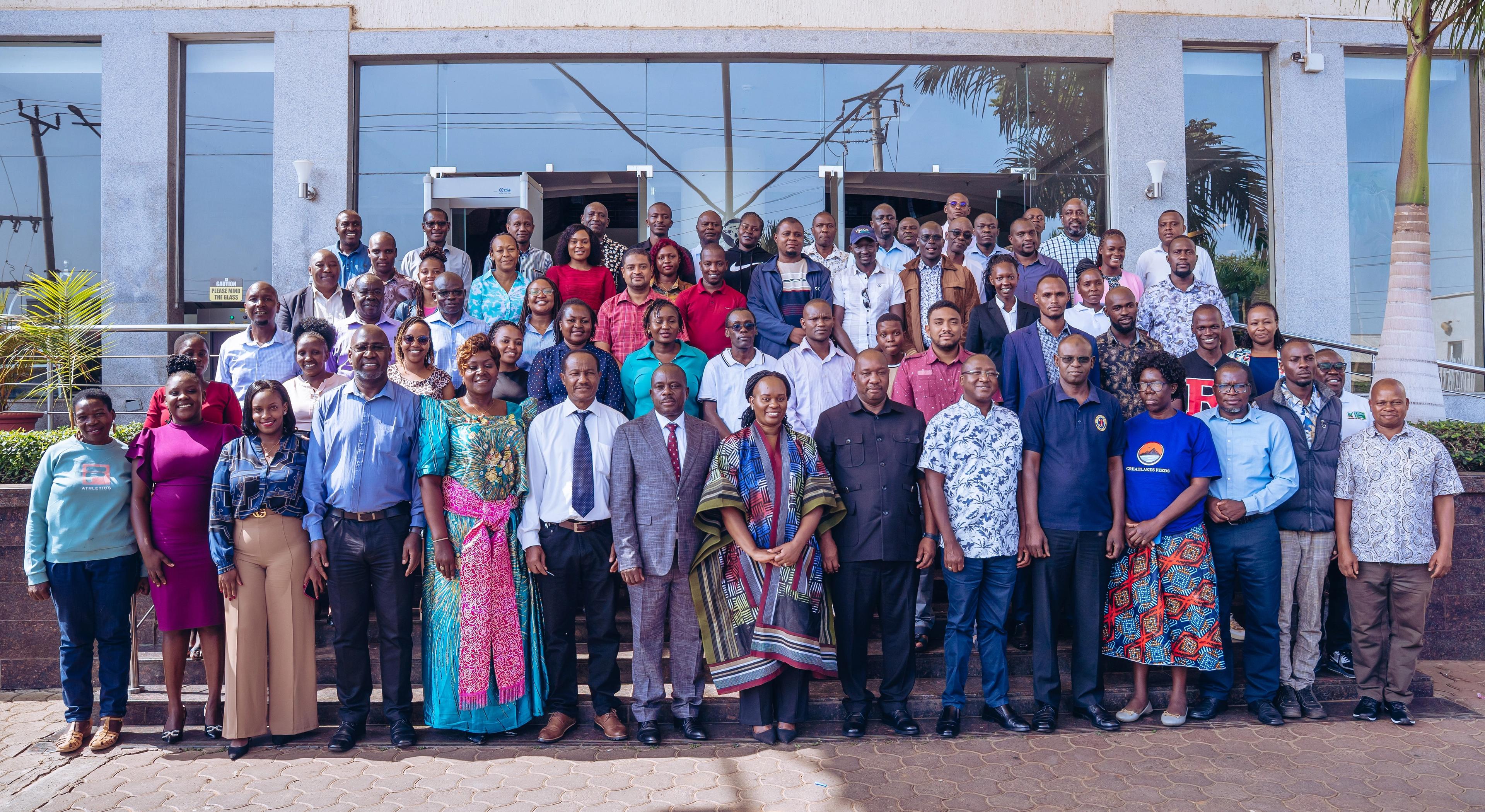 Stakeholders pose for a group photo during the National Fisheries Stakeholders Consultative Workshop held in Kisumu, Kenya, on 26–27 June 2025