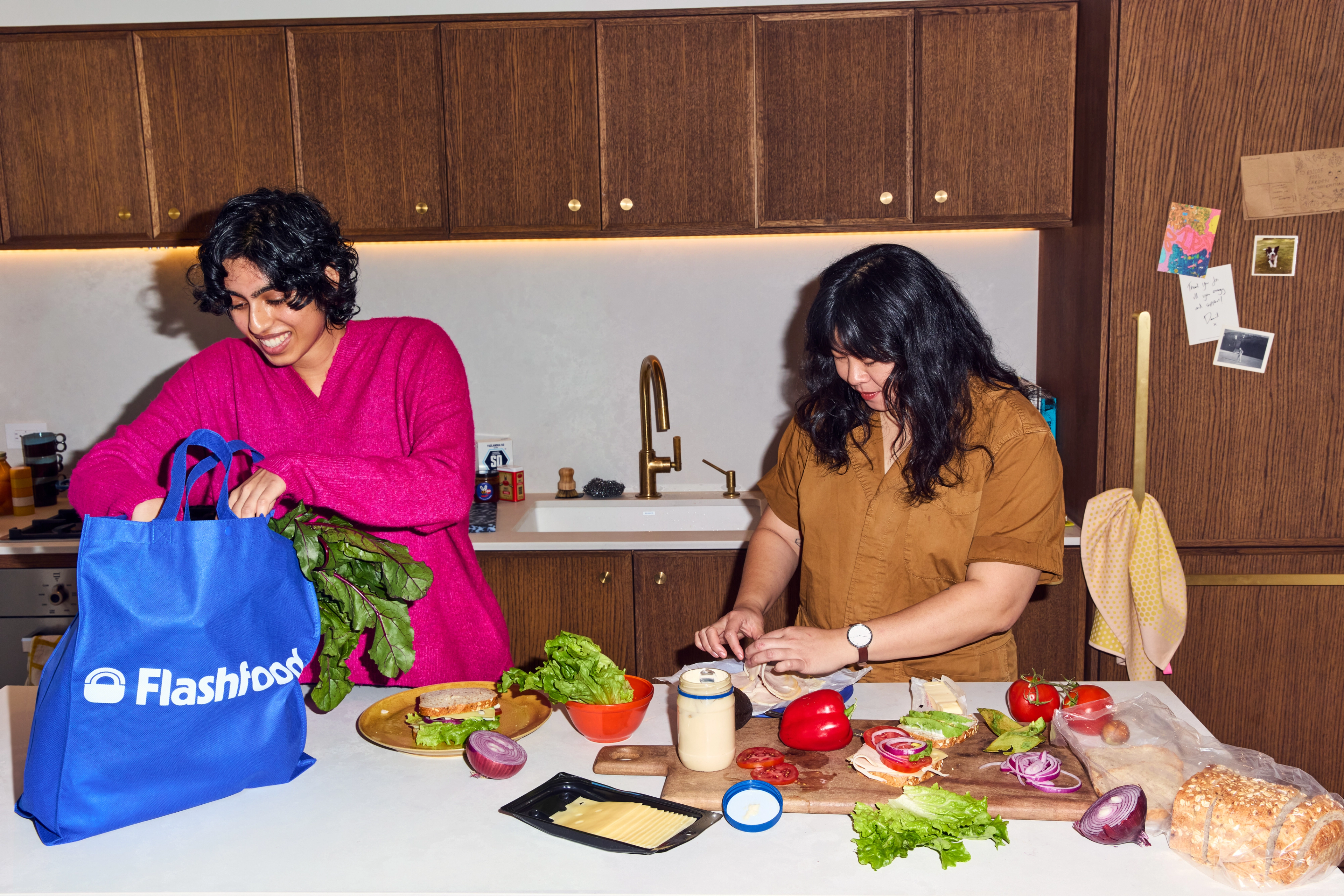 Friends prepping to cook Flashfood items