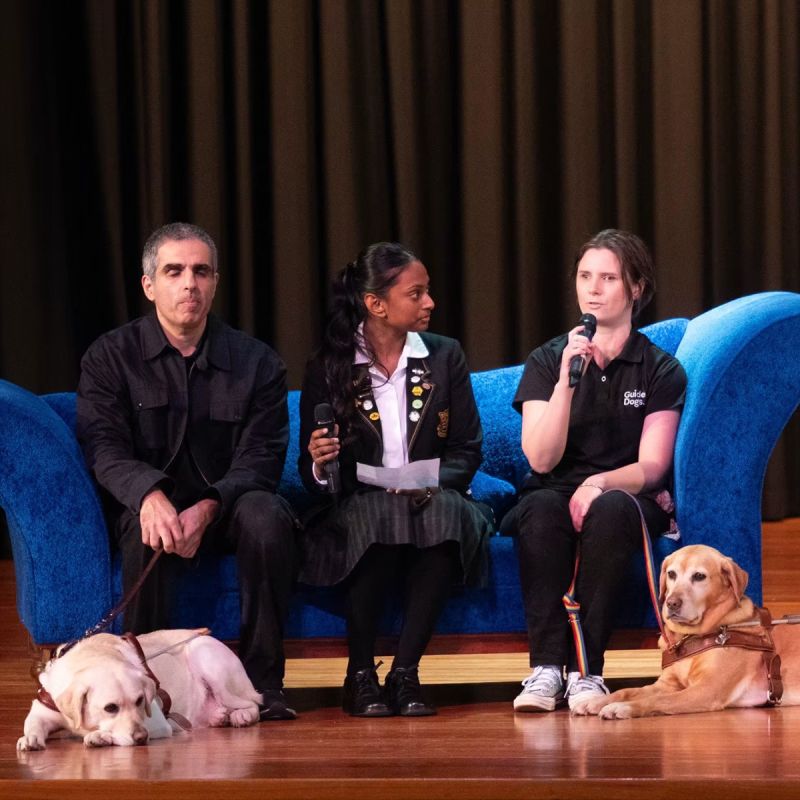 Lived Experience Presenter and Community Manager presenting at a school.