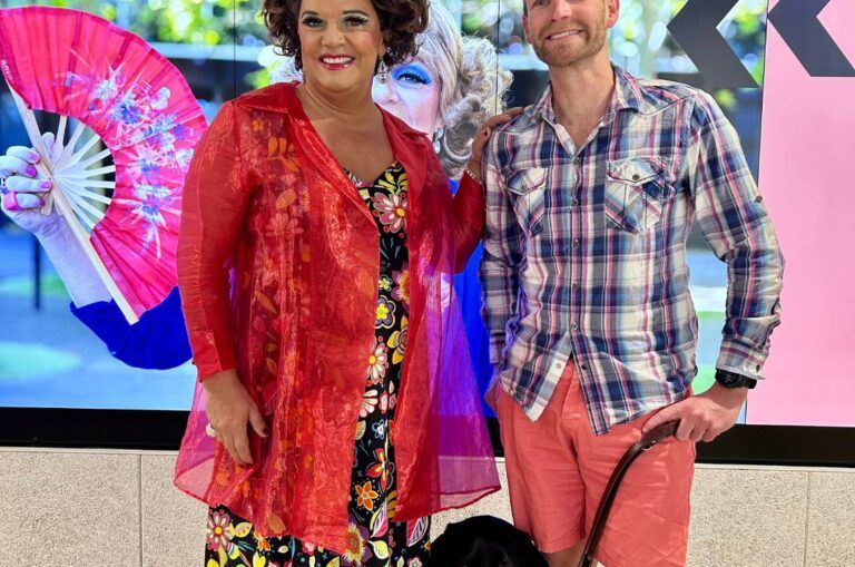 Dolly Diamond and Dan Searle smiling.