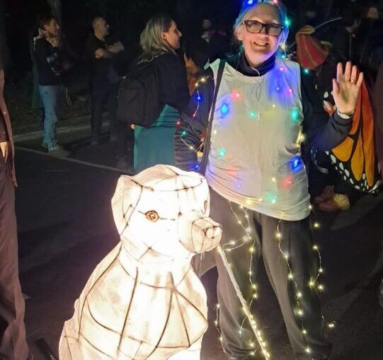 Julie and Sammy in the lantern parade.