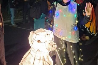 Julie and Sammy in the lantern parade.