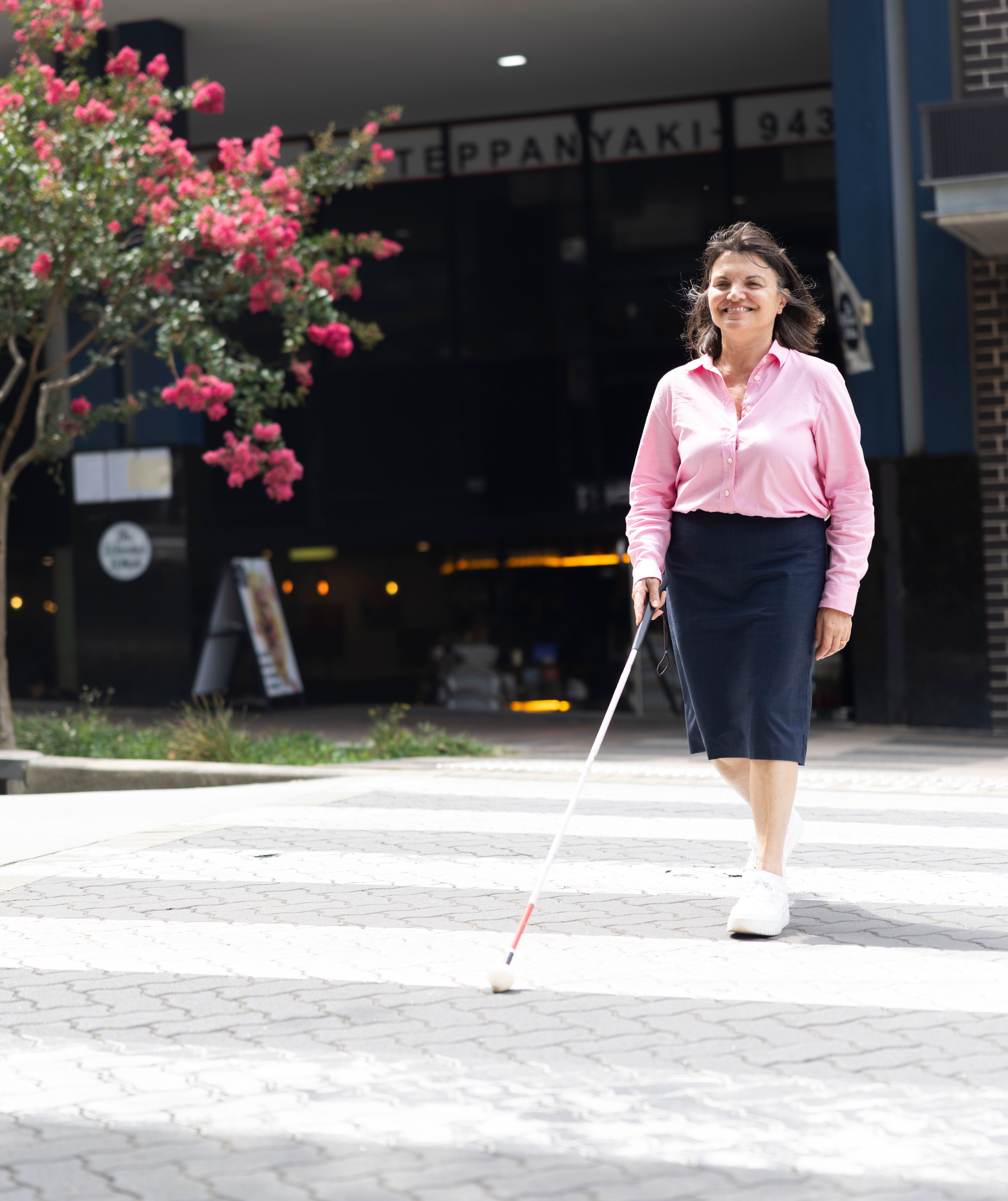A Client walking across the road.