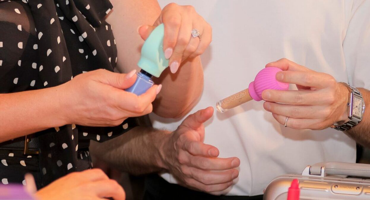 People testing products at the event.