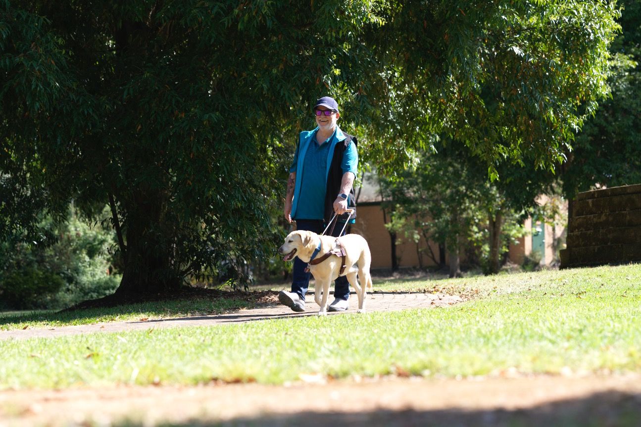 Tony walking with Solo. 