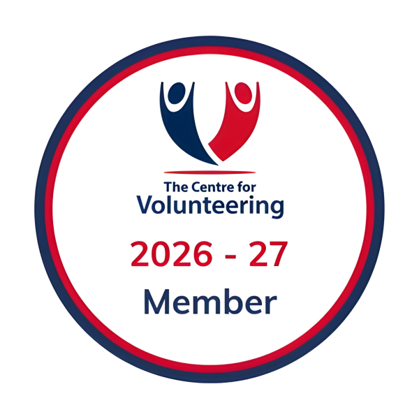 Badge from the centre for volunteering 2026 to 2027.