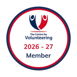 Badge from the centre for volunteering 2026 to 2027.