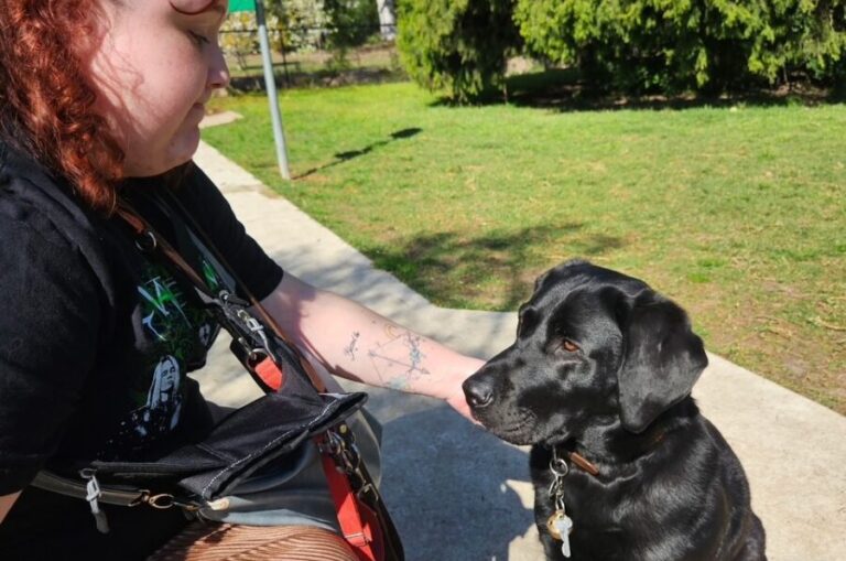 Abbie with her Guide Dog Zita.