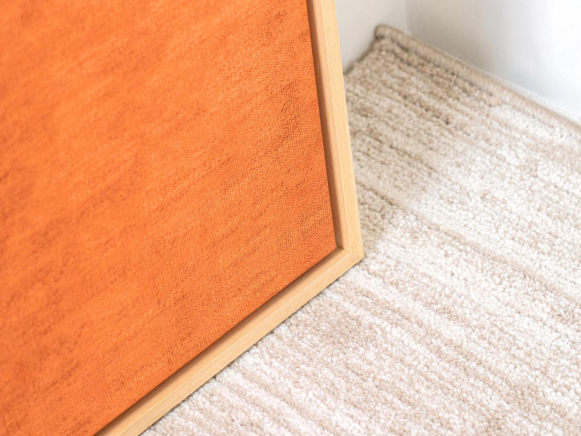 Bloom canvas in orange and taupe, shown in a lifestyle close-up as image 3