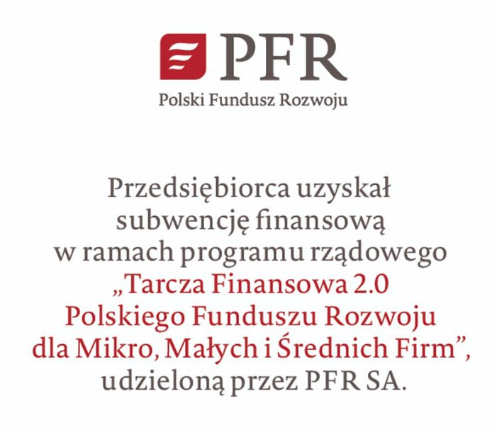 Logotypy: Polski Fundusz Rozwoju — informacja o wsparciu