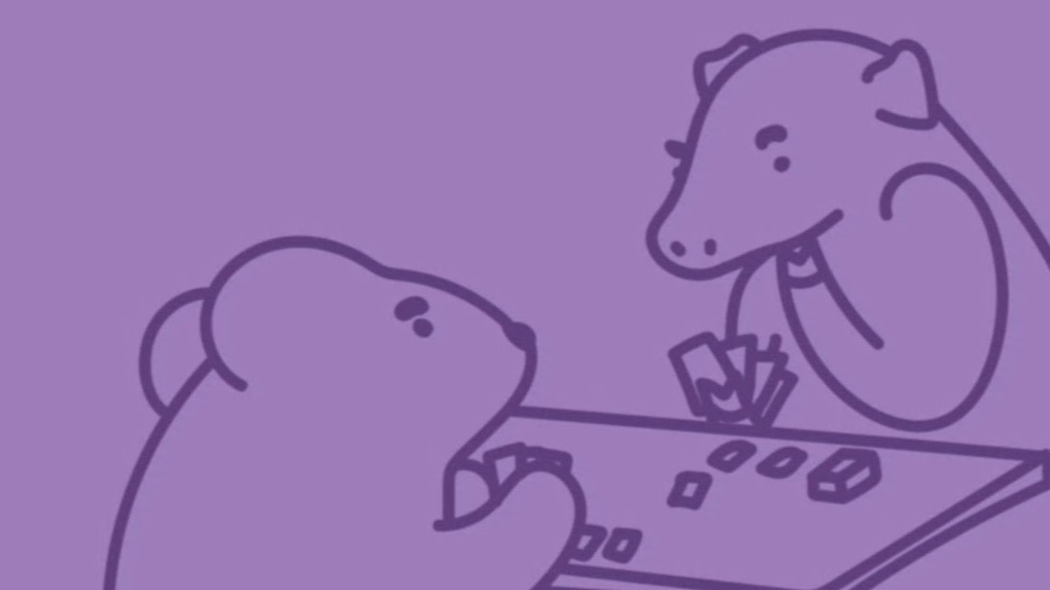 A mouse and pig playing MtG