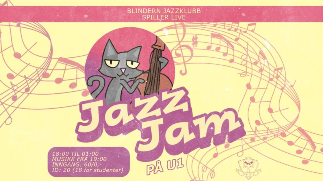 JAZZJAM PÅ U1. Katt som holder kontrabass