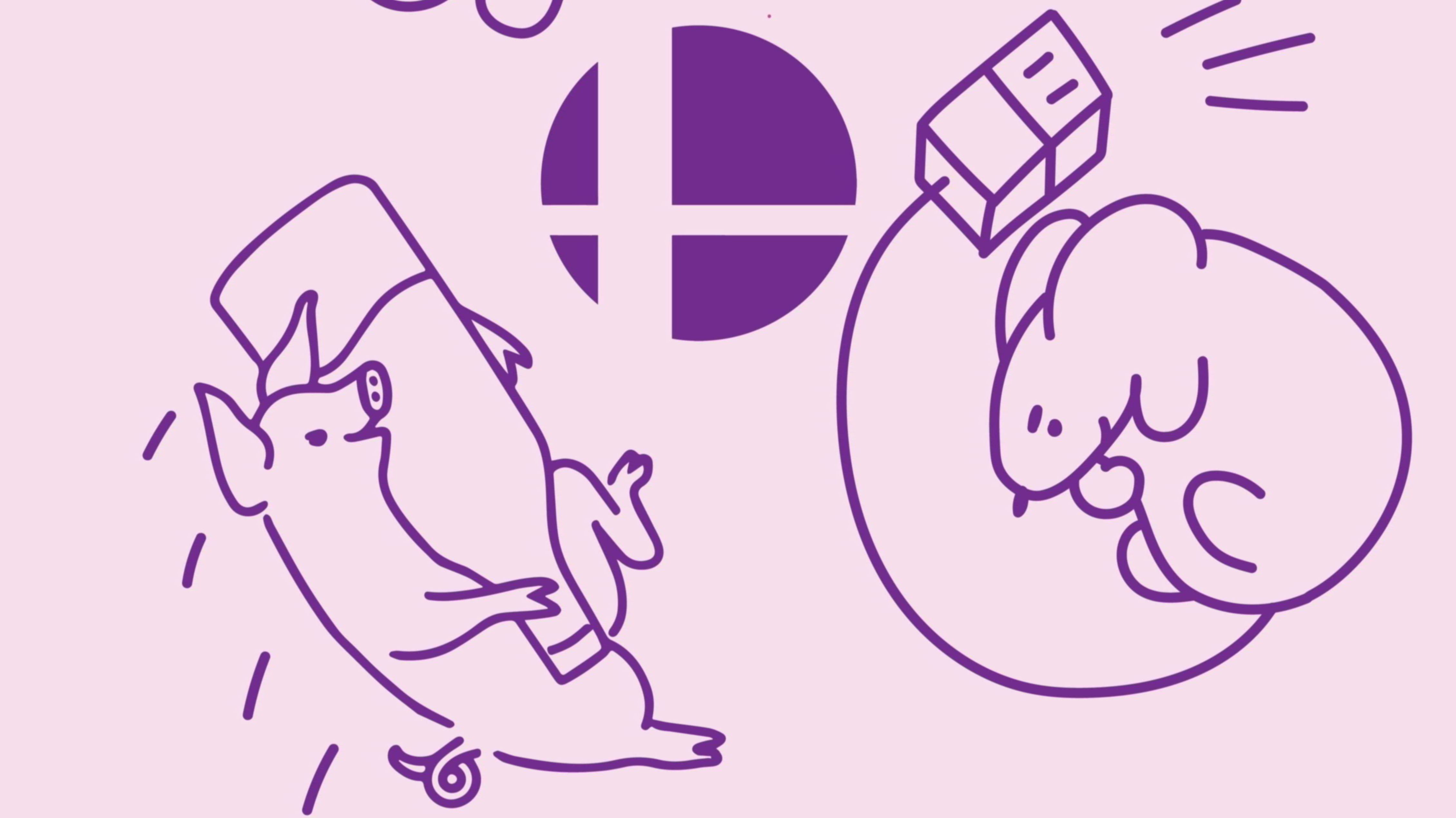 A mouse and pig playing smash