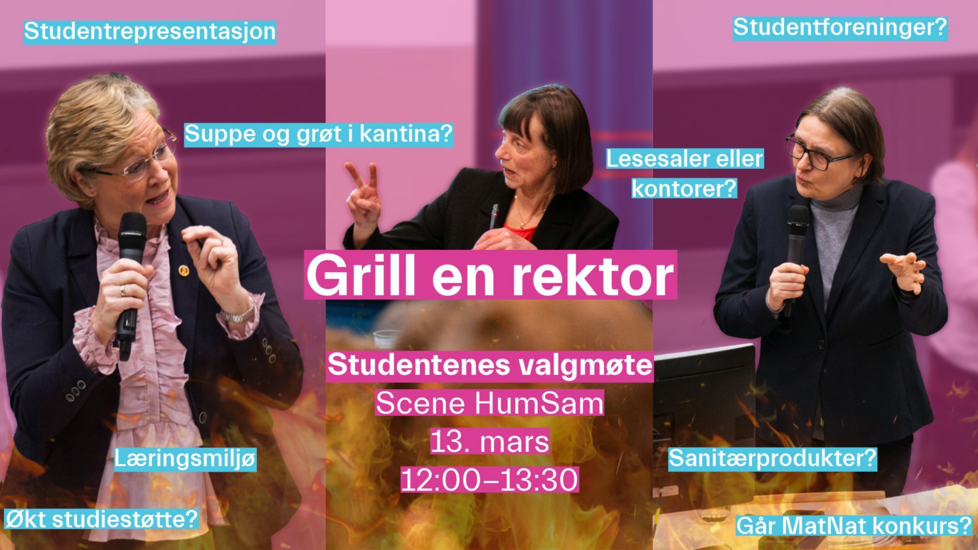 Grill en rektor: Studentenes Valgmøte 13.mars 12:00-13:30