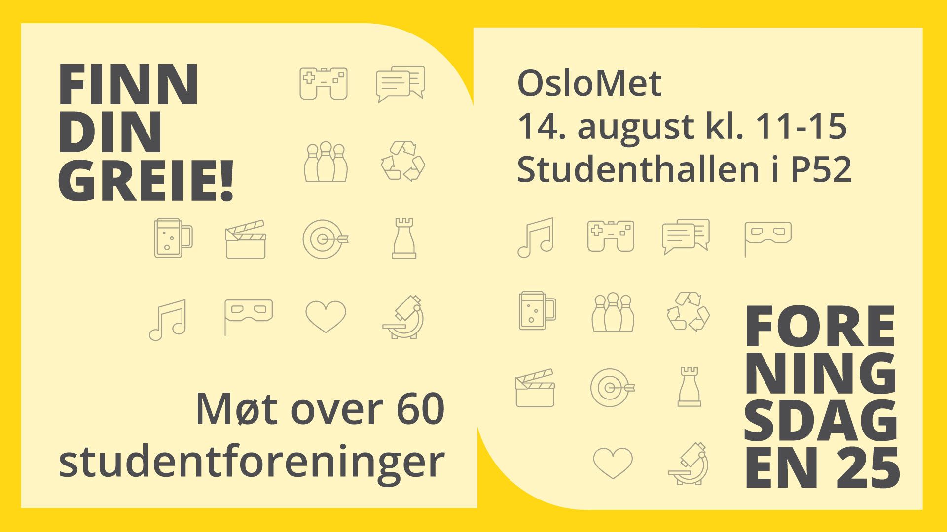 Gul bakgrunn med tekst 