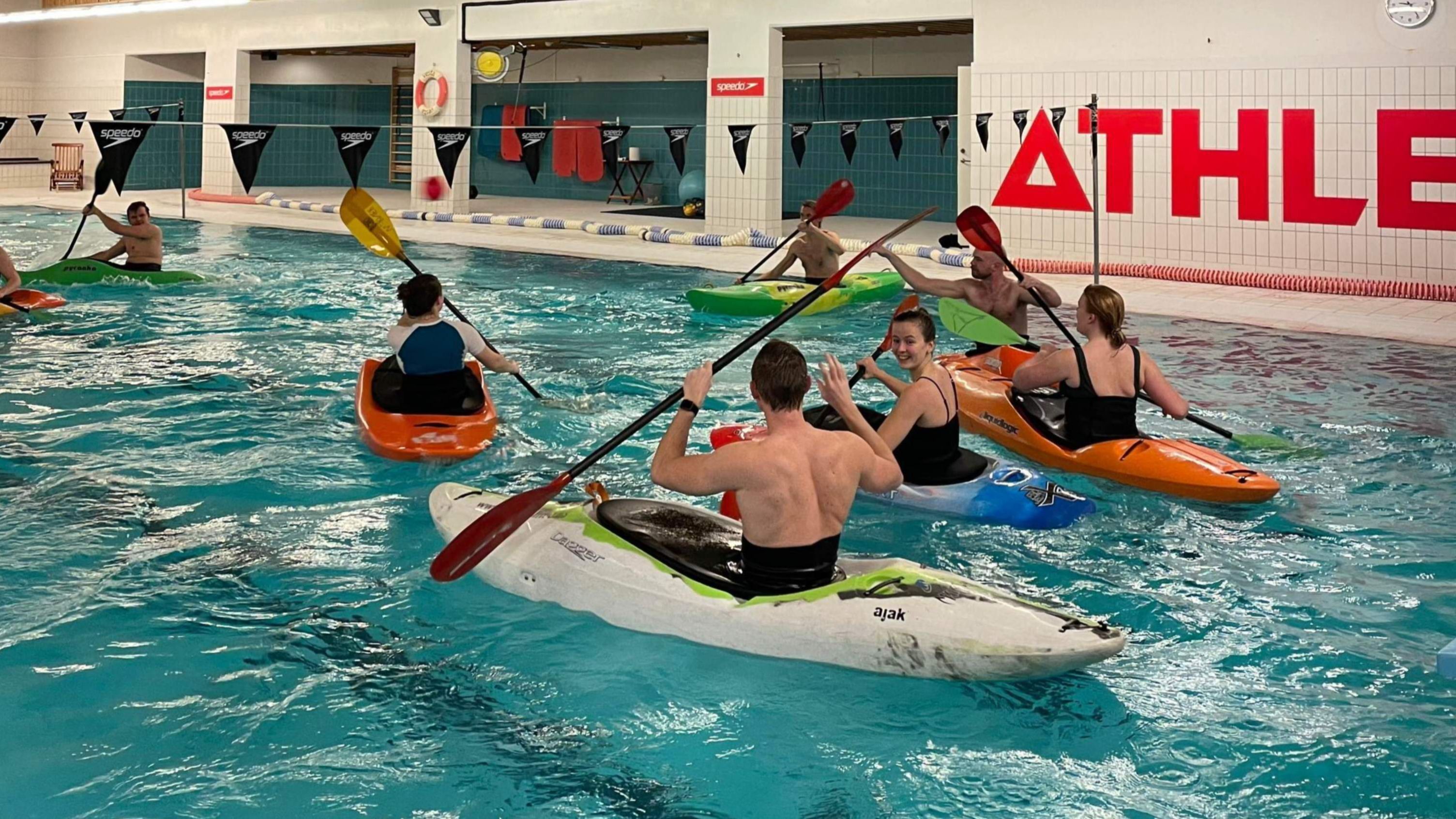 Kayakers having fun during pool session :-)