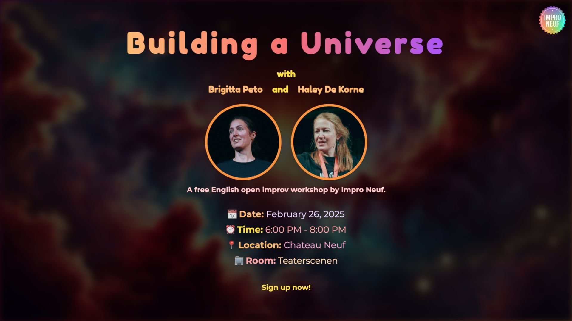 Building a Universe with Brigi and Haley - Free Open Improv Workshop