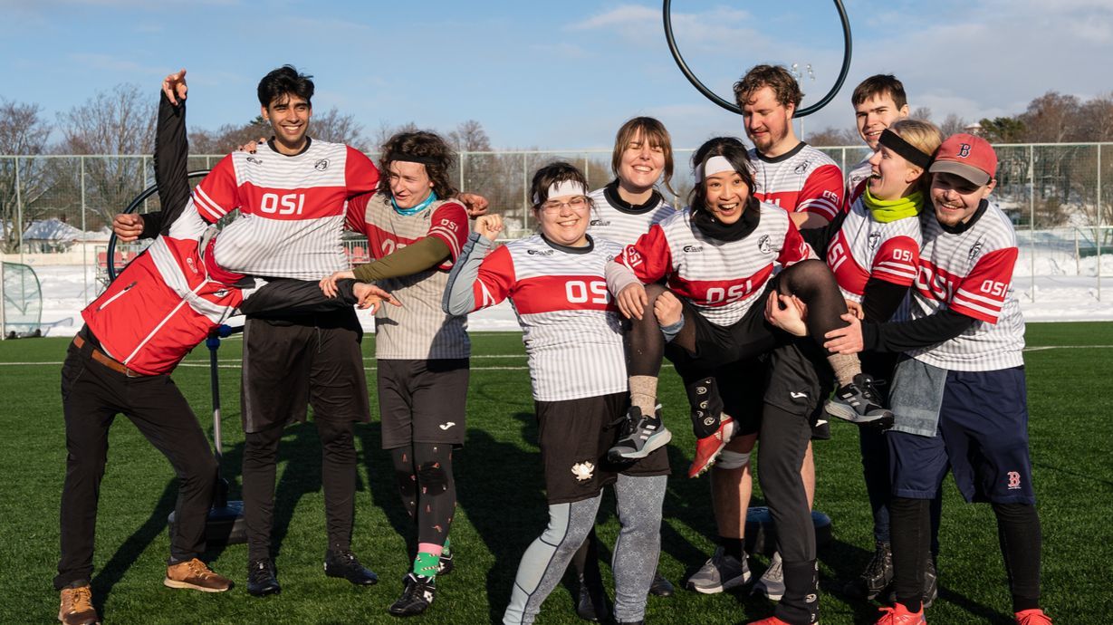 OSI Quadball posing for a fun team picture after participating in the 2023 Student Games in Trondheim ((CC BY 4.0) Nils Dittrich)