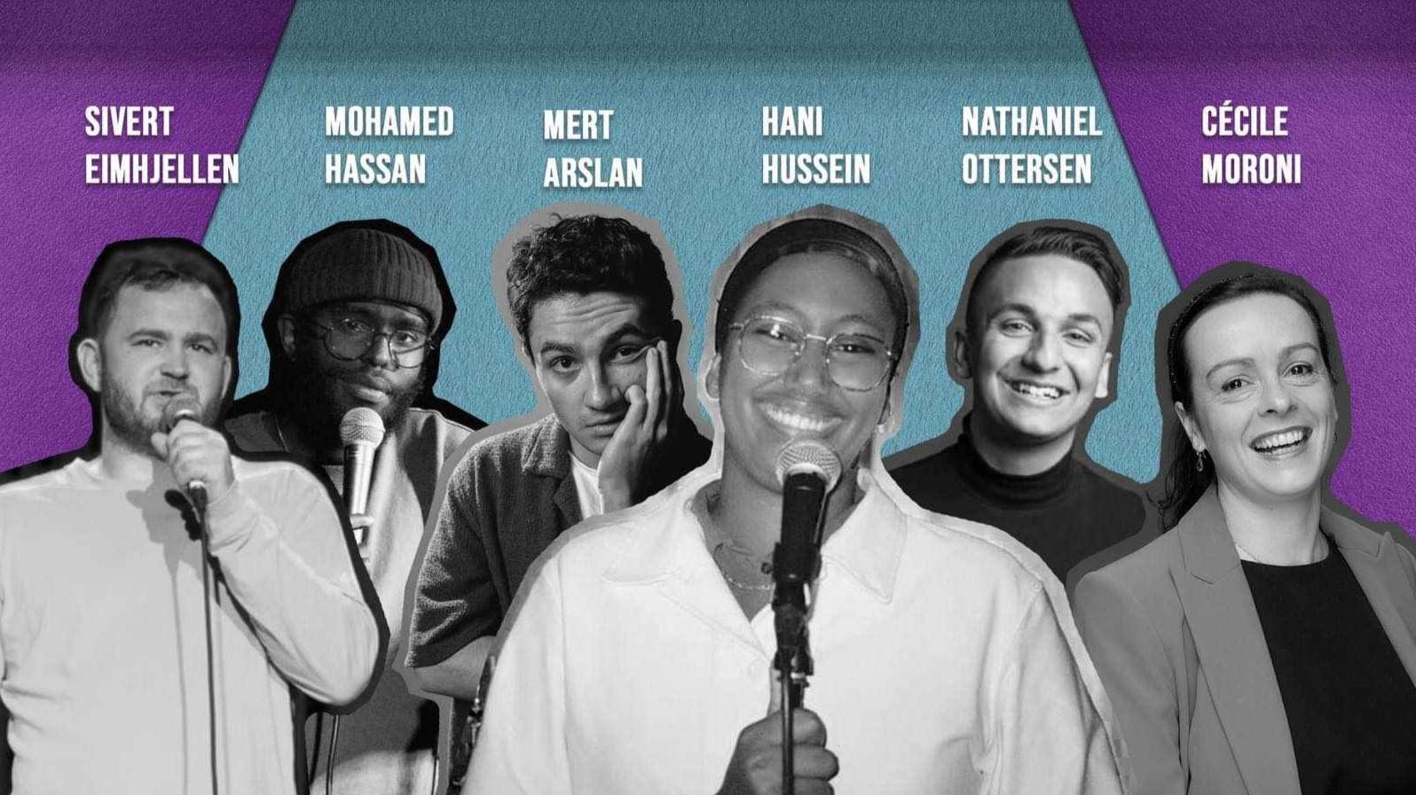 Plakat av sivert einhjellen, mohamed hassan, mert arslan, hani hussein, nathaniel ottersen og cecile moroni