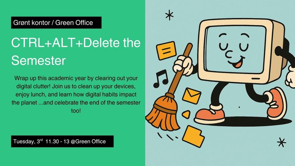 Illustrert pc med bein som feier opp dokumenter