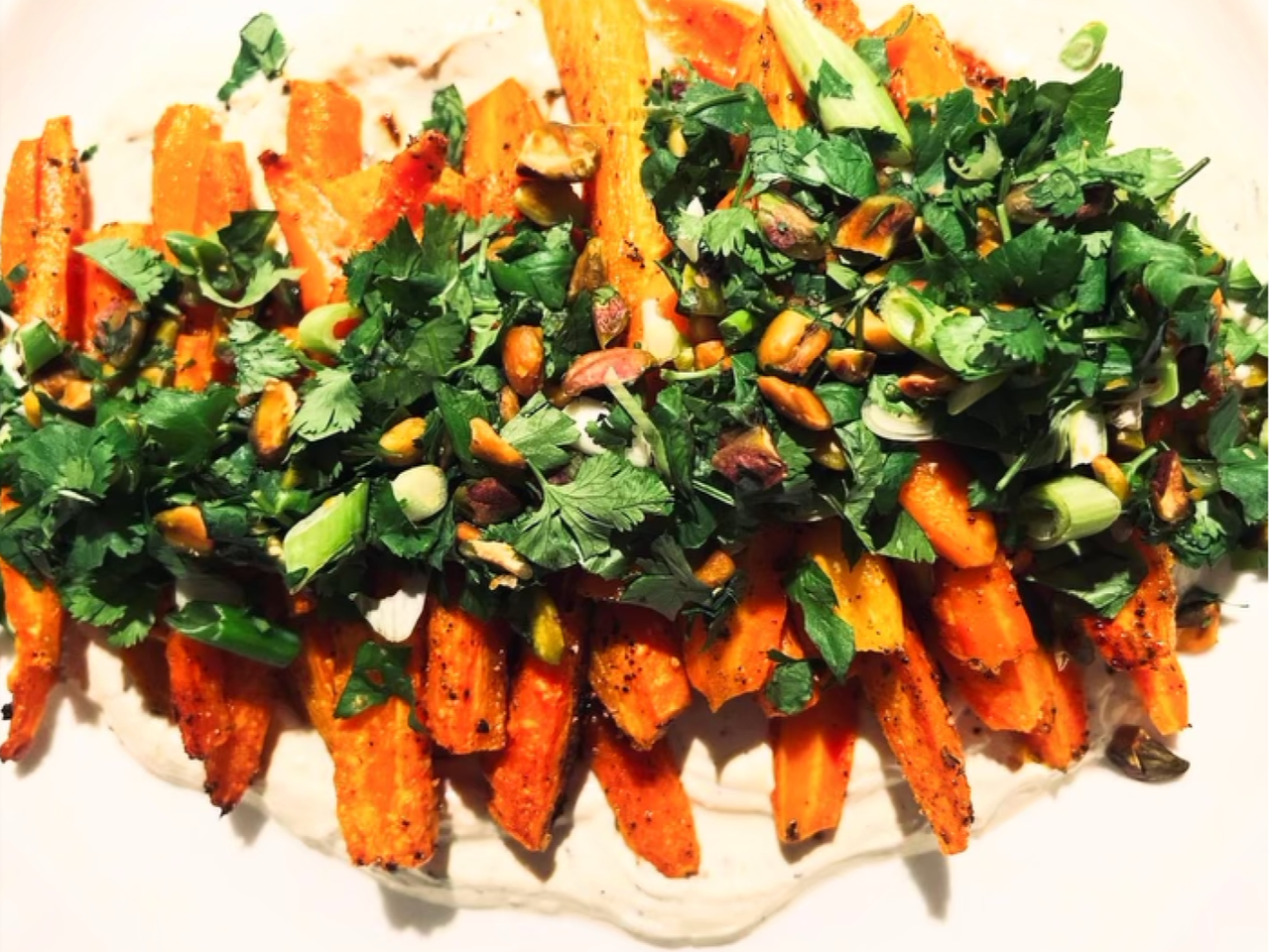 Thumbnail for Roasted Carrots with a Garlic Yogurt Sauce and Herbs