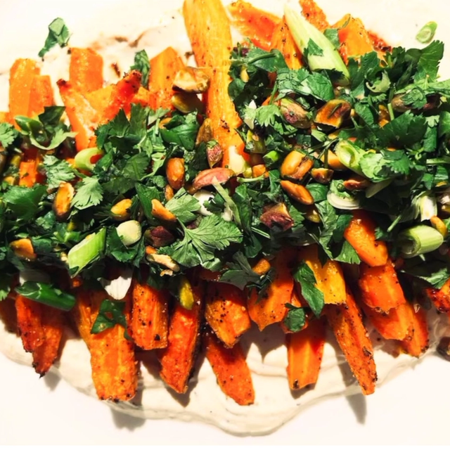 Thumbnail image for Roasted Carrots with a Garlic Yogurt Sauce and Herbs