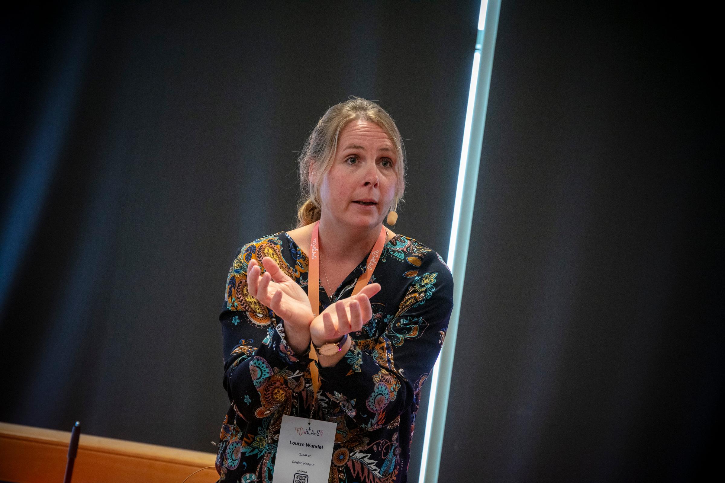 Louise Wandel, Region Halland, föreläser om informationsdriven vård på TechHeads 2024.