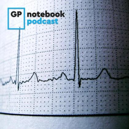 Close-up of a graph on grid paper with the logo 'GP notebook podcast' in the top left corner