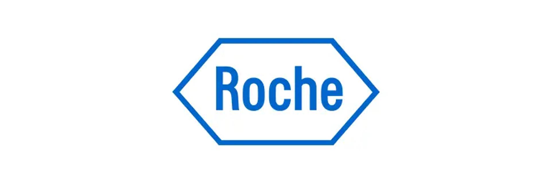 Roche logo in blue octagonal shape with white background