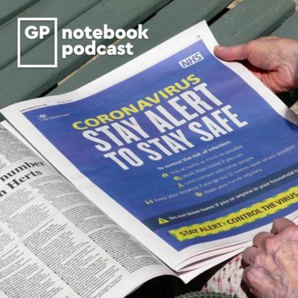 Person reading a newspaper with a prominent headline about Coronavirus safety guidelines from the NHS