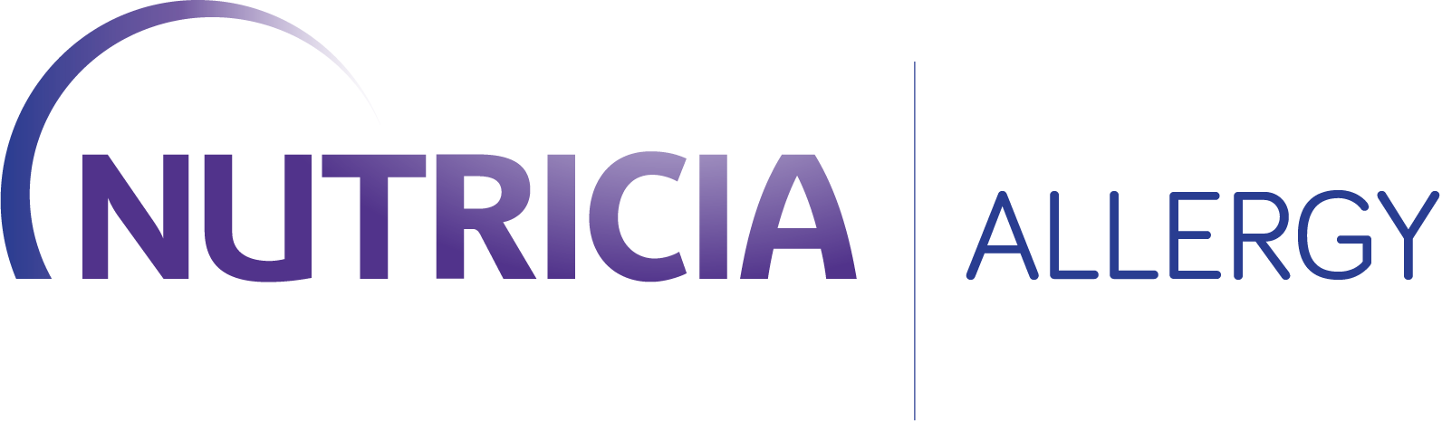 Nutricia Allergy logo in purple and blue featuring a stylized arch above the text