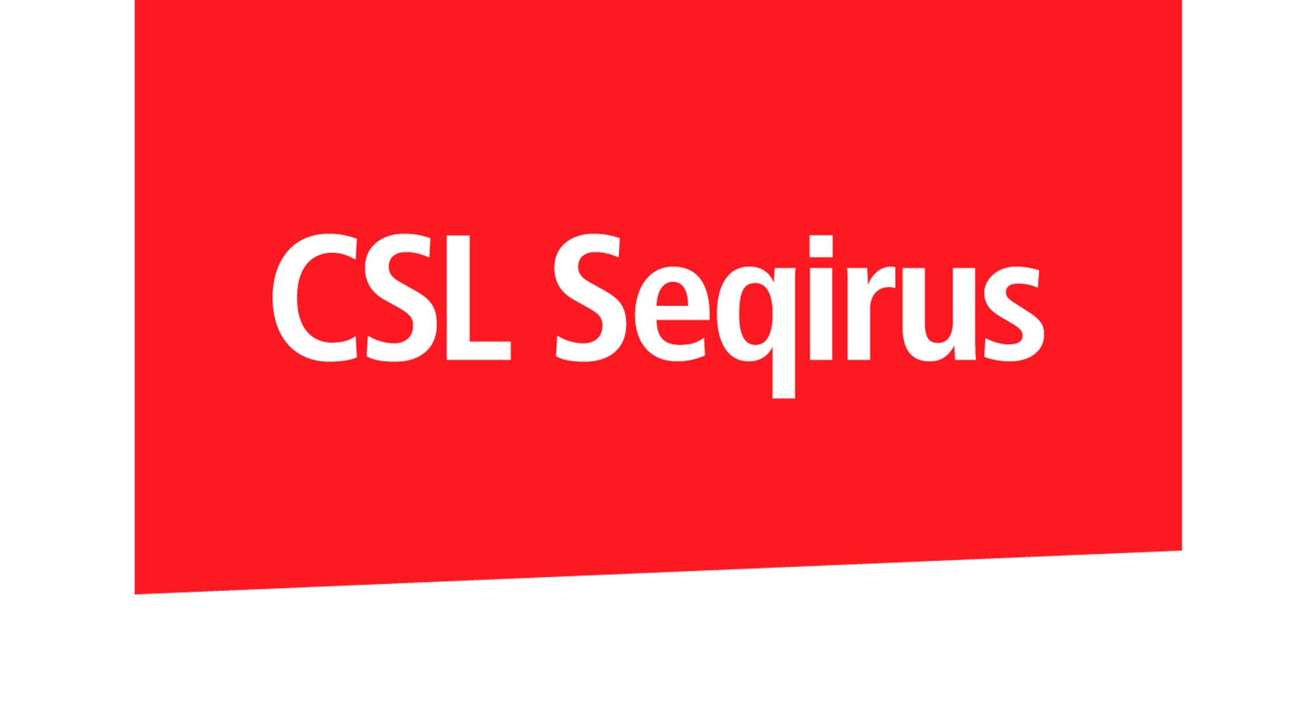 White text "CSL Seqirus" on a red banner.