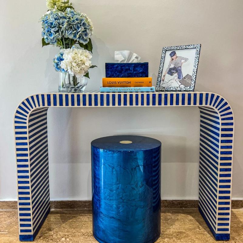 Lyn Console & Side Table – Blue & White