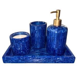 Aterio Home | Image for 'Bamboo Bathroom Accessories Set – Lapis Blue' product
