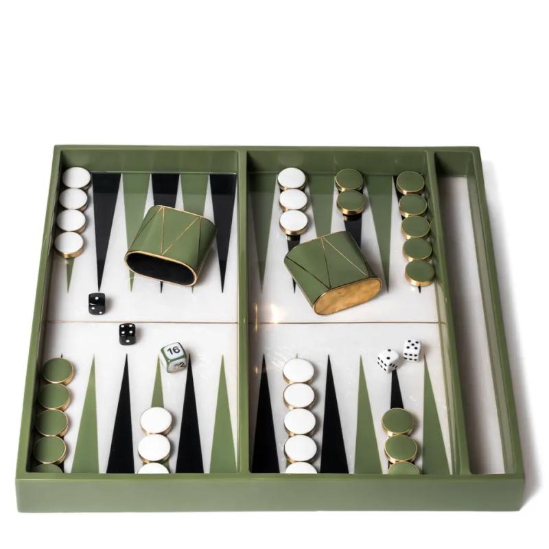 Backgammon Game Set – Olive Green