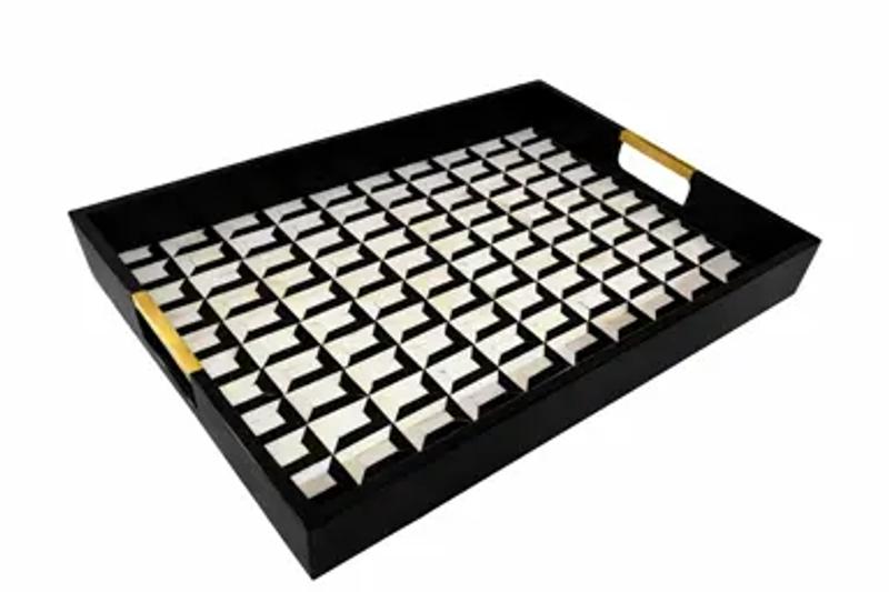 Deco Large Serving Tray – Navy Blue/Black