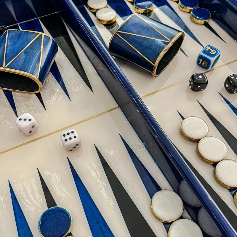 Backgammon Game Set – Navy Blue