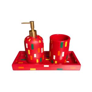 Aterio Home | Image for 'Bamboo Bathroom Accessories Set – Red' product