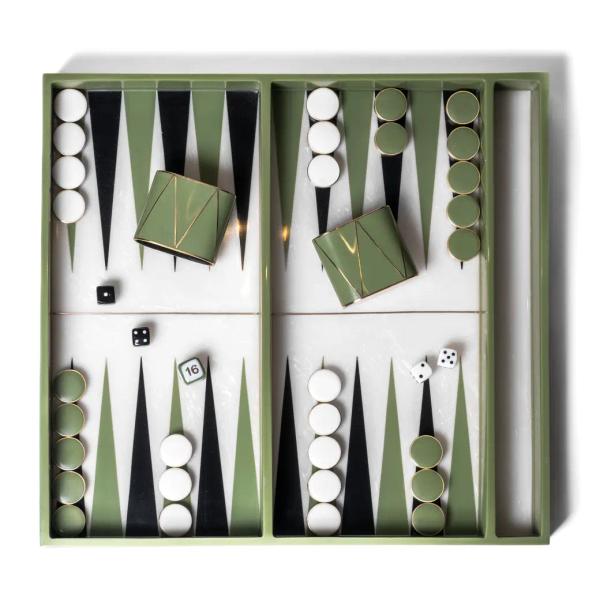 Backgammon Game Set – Olive Green