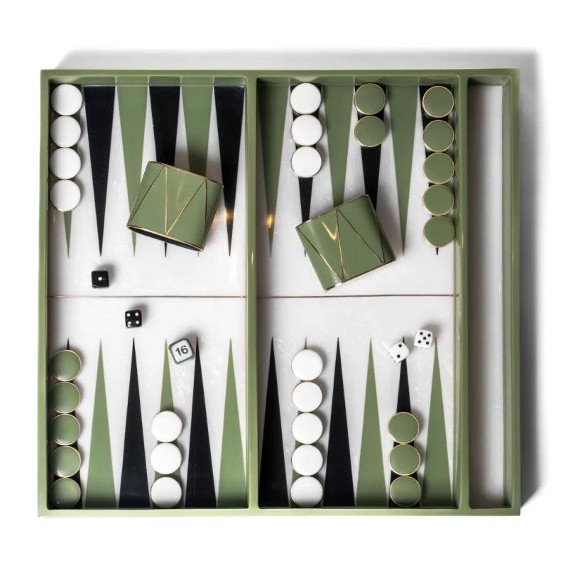 Backgammon Game Set – Olive Green